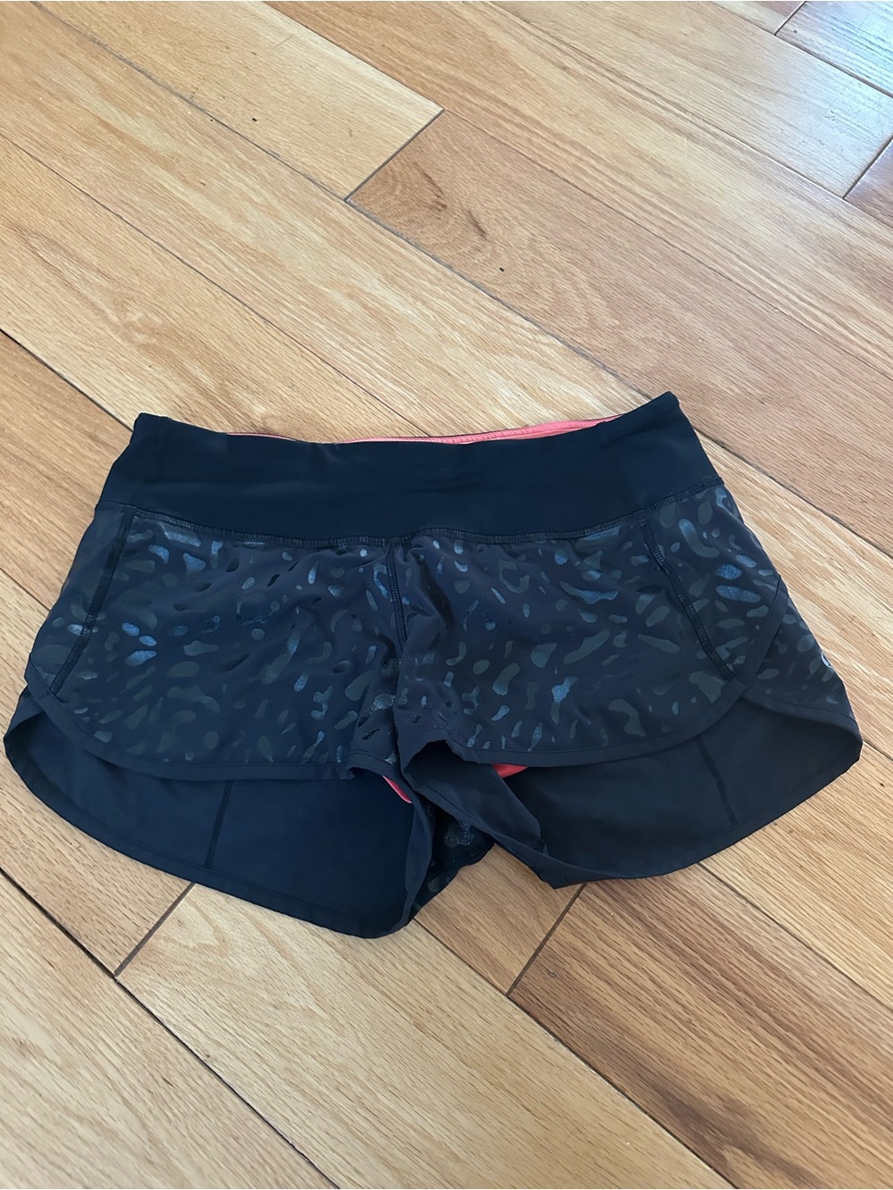 Black Women's Athletic Running Shorts with Subtle Print